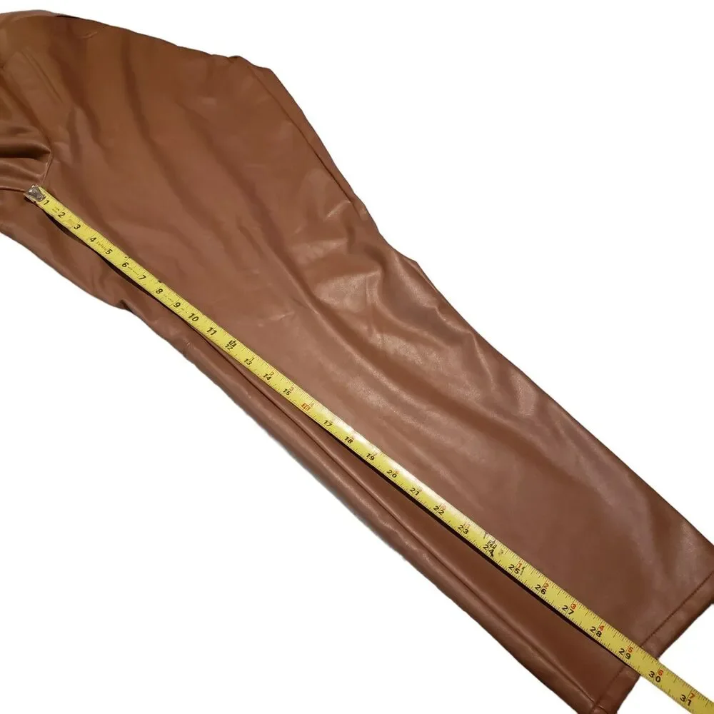 J. Jill High Rise Skinny Leg Pants Womens Faux Leather Brown Pull On Size 3X